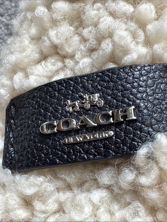 Coach Turn-lock Shearling Backpack in Black Pebble Leather